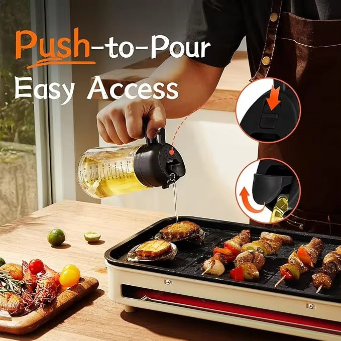 2-in-1 Smart Oil Dispenser — Spray & Pour Precision Bottle for Kitchen, BBQ & Air Fryers