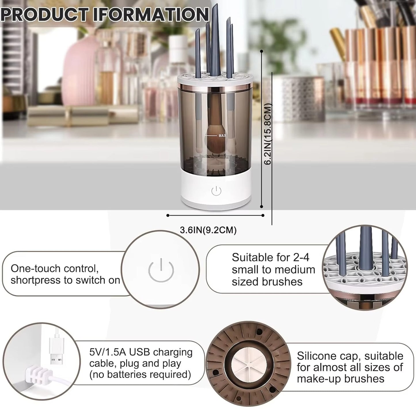 Premium Makeup Brush Cleaner — Spin Clean & Air Dry