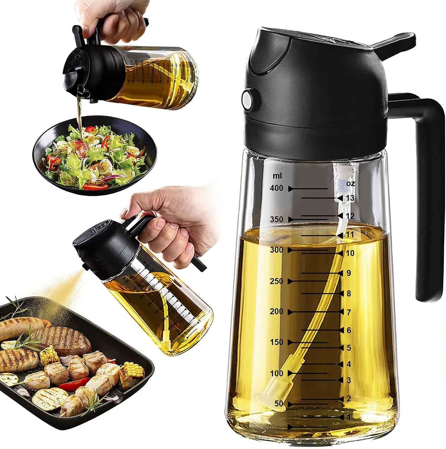 2-in-1 Smart Oil Dispenser — Spray & Pour Precision Bottle for Kitchen, BBQ & Air Fryers