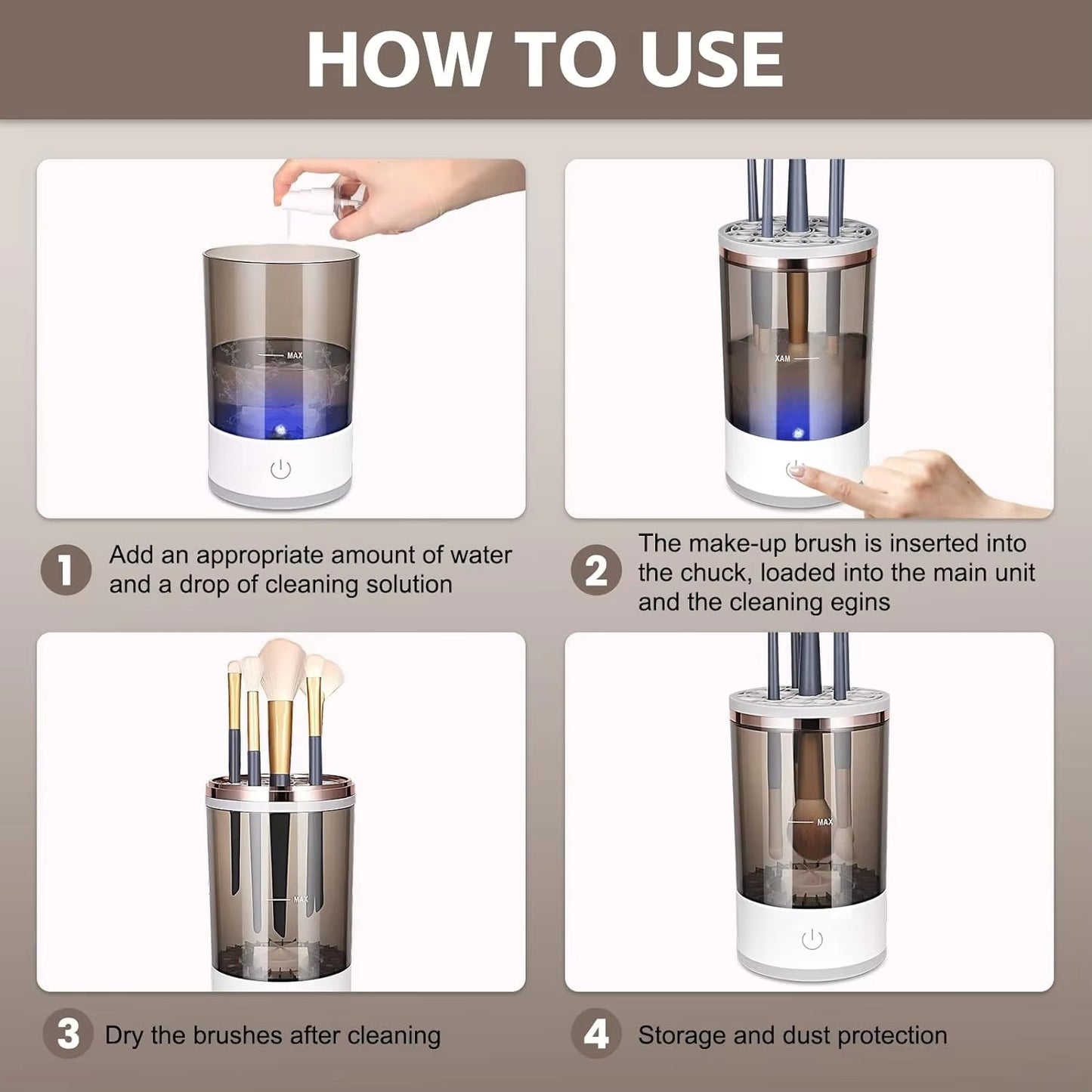Premium Makeup Brush Cleaner — Spin Clean & Air Dry