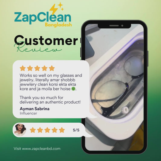 ZapClean™ Ultrasonic Cleaner – 47,000 Hz & 20,000 HzDeep Clean with UV & 4 Smart Modes